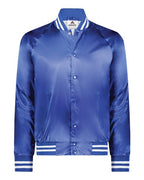 Unisex Satin Baseball Jacket Striped Trim